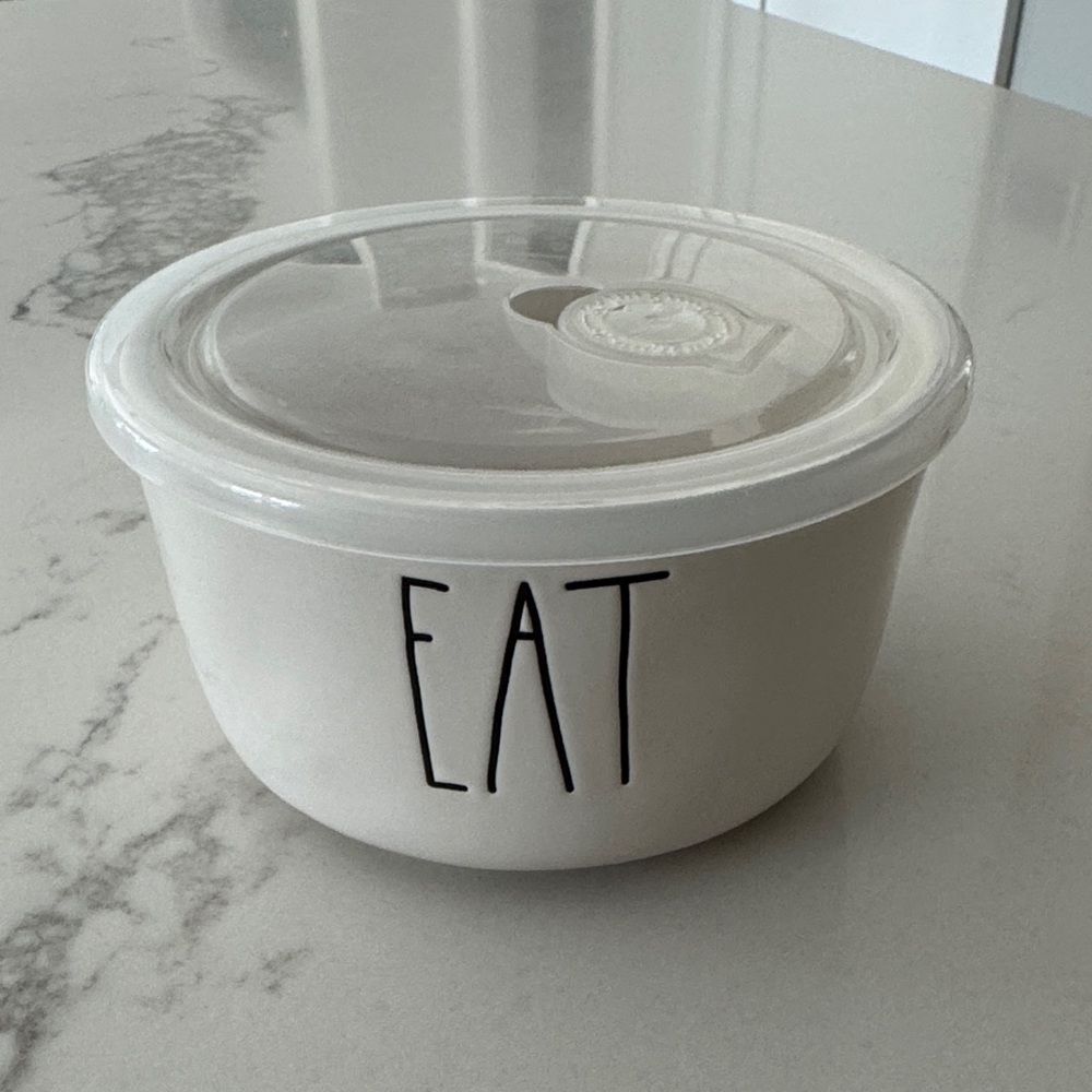 Rae Dunn Cream Ceramic Food Storage Bowl with Lid